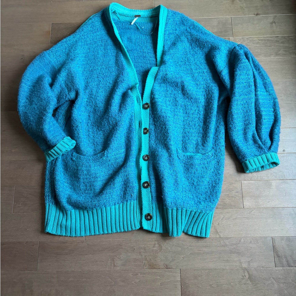Free People Blue Cardigan Sweater